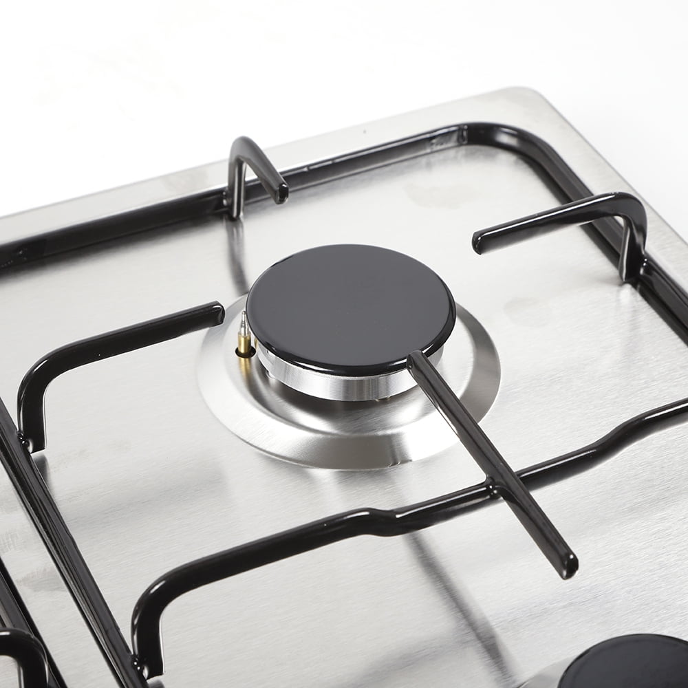 Wildnix Gas cooktop with four high-powered sealed burners, easy-to-use controls, stainless steel surface, thermocouple flameout protection, anti-slip cast iron grates for stable cooking