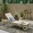 thumbnail image 2 of Cullen Outdoor Acacia Wood Chaise Lounge and Cushion Set, Light Gray and Cream, 2 of 9