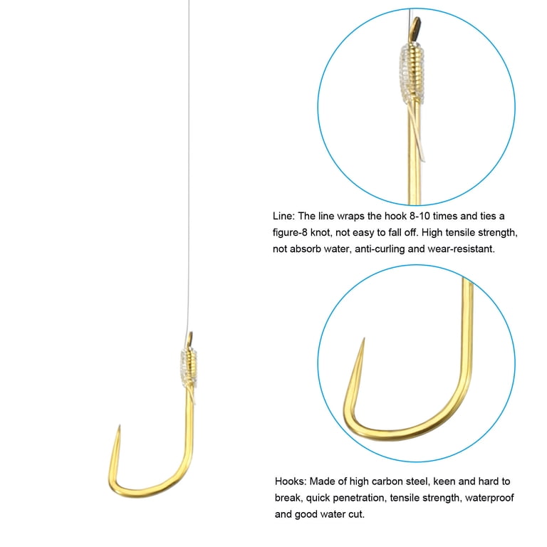 double fishing hook 14 Uxcell 1# Small Fishing Hooks with 45cm Line, 0.28x0.14 Inch Double Hook  Rigs with Barbs Fishing Hook, Gold Tone 20Pcs