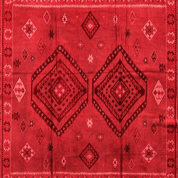Ahgly Company Indoor Square Southwestern Red Country Area Rugs, 3' Square
