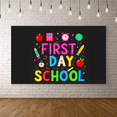 thumbnail image 4 of Colorful First Day School Themed Backdrop Banner with Apple Pencil Clock Elements Party Decorations Photography Props Classroom Decor Backdrop for School Events Opening Ceremony Student Gatherings, 4 of 8