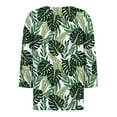 thumbnail image 5 of JULMCOMO Elbow Sleeve Summer Tops for Women 2024 Summer V Neck Button down T Shirts Business Casual Floral Print Shirts Plus Size Dressy Casual Tee Shirts Green S, 5 of 5