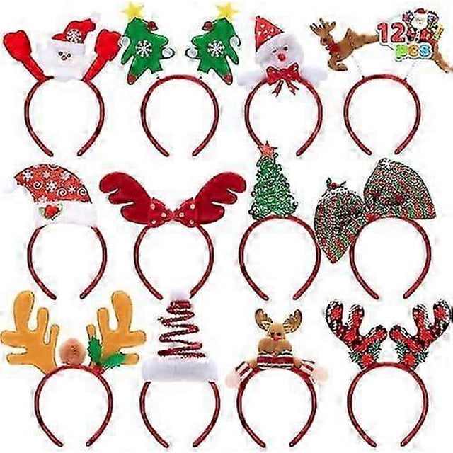 12 Pack Christmas Headbands Headwear Accessories for Women Men Kids Christmas Parties Holiday (ONE SIZE FIT ALL)