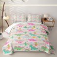 thumbnail image 2 of Erosebridal Rainbow Kawaii Dinosaur Quilt King,Cartoon Cactus Cute Dino King Coverlet Set For Teens,3 Pieces, 2 of 7