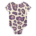 thumbnail image 2 of Purple Leopard Skin Print Pure Cotton Bodysuit Short Sleeve Pajamas One-Piece Romper Unisex 9M, 2 of 6