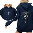 thumbnail image 4 of Jesus Crown of Thorns Double-Sided Christian Unises Pullover Hoodie, Faith-Based Religious Hooded Sweatshirt for Men and Women, Sizes S–5XL, 4 of 7