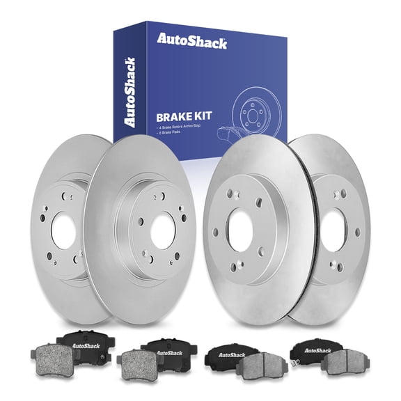 AutoShack Front & Rear Brake Rotors & Ceramic Pads for Honda, Accord 2008-2009, FWD L4 2.4L V6 3.5L - Coated - ArmorStop