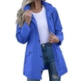 thumbnail image 2 of Mifsaly Womens Windbreaker Jacket Lightweight Windproof Hooded Full Zip Trench Coat Outdoor Hiking Camping Travel Outerwear with Adjustable Drawstring and Pockets Blue,XL, 2 of 9