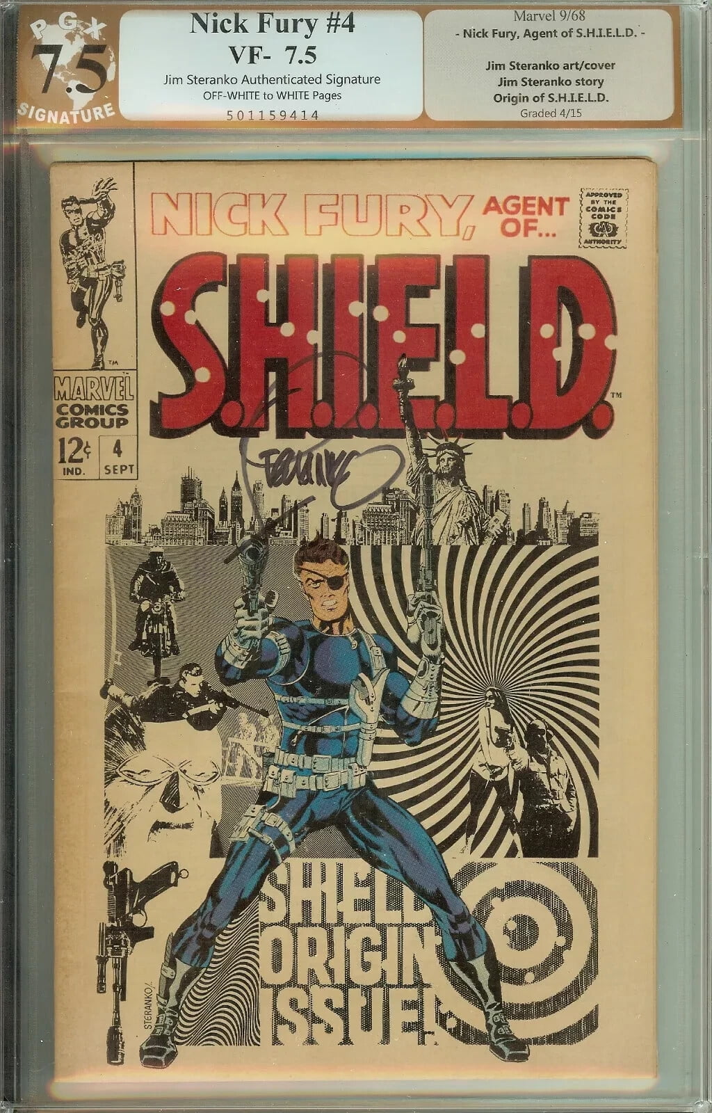 Nick Fury Agent of SHIELD #4 PGX 7.5 not CGC Signed Steranko