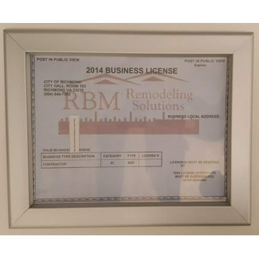 Business License Certificate Frame NV 8.5x11 ( Heavy Duty ) - Walmart.com