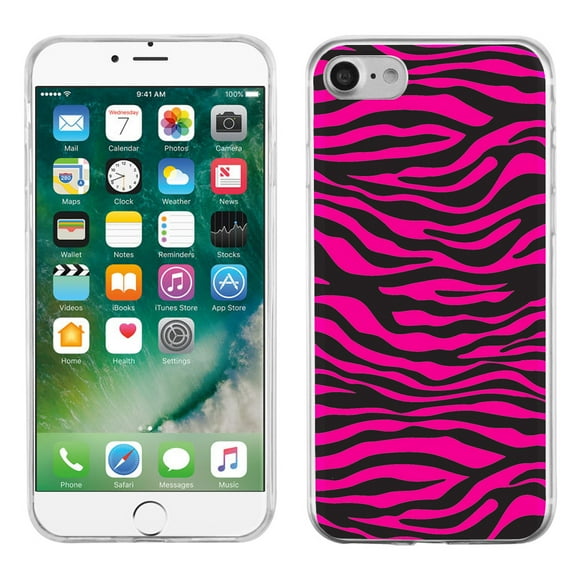 One Tough Shield ® Slim-Fit Premium TPU Gel Phone Case for Apple iPhone 7 - Zebra Pink