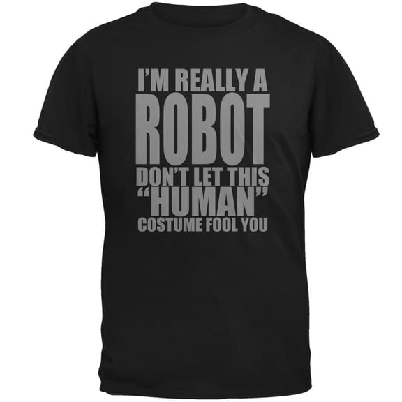 Halloween Human Robot Costume Mens T Shirt Black MD