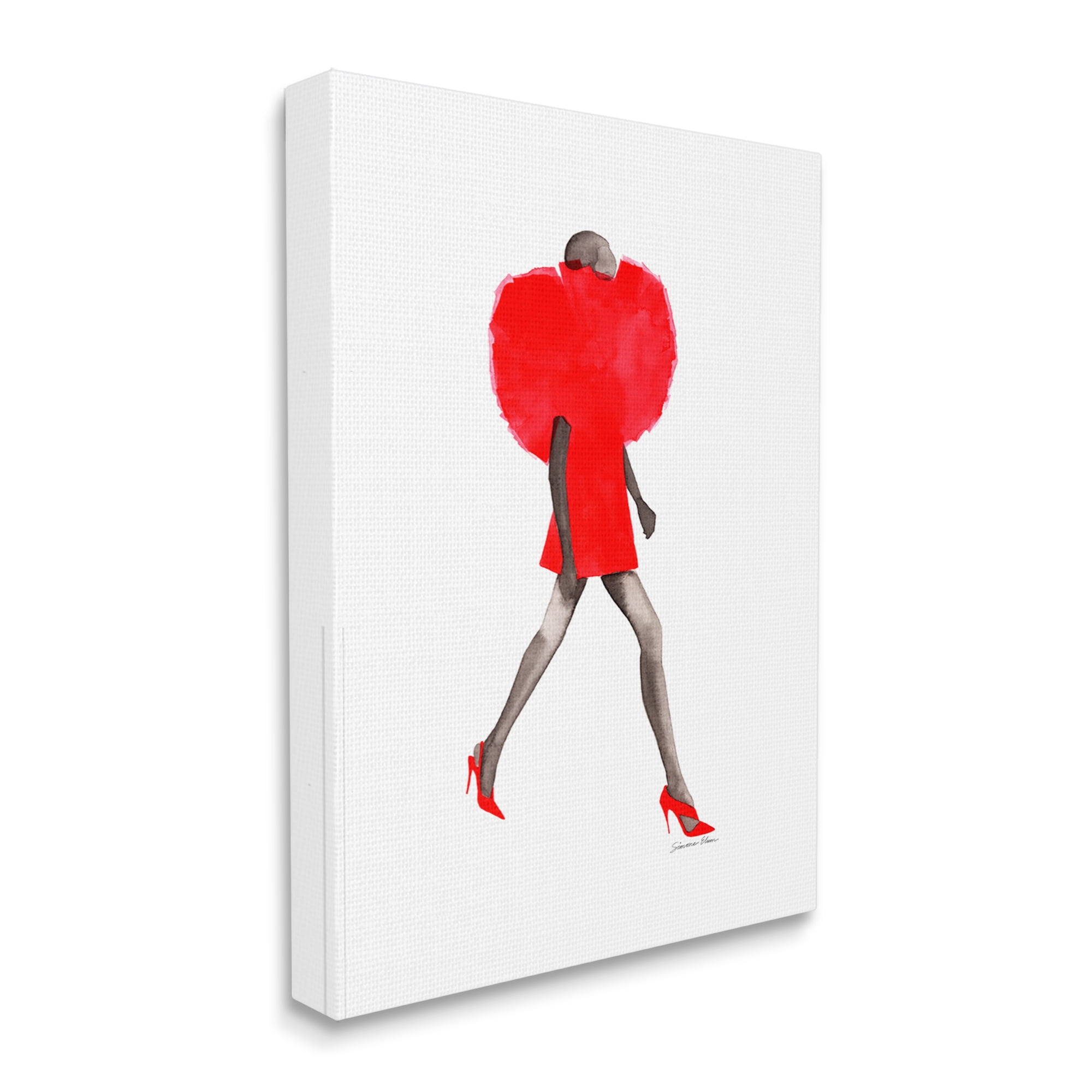 Stupell Industries Red Fashion Pose Beauty & Fashion Painting Gallery Wrapped Canvas Print Wall Art, 24 x 30