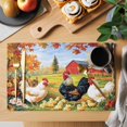 thumbnail image 2 of Yellow Vintage Rooster Placemats Set of 2, Farm Chick Maple Tree Flower Farmhouswe Non-Slip Place Mats Washable Table Mats for Kitchen Dining Table Decorations Indoor/Outdoor, 2 of 9