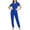 E-Blue, variant on Fengactive Scrubs for Women Set Stretch Stand Collared Scrub Top Long Pant Nursing Uniforms Scrubs Sets with Pockets