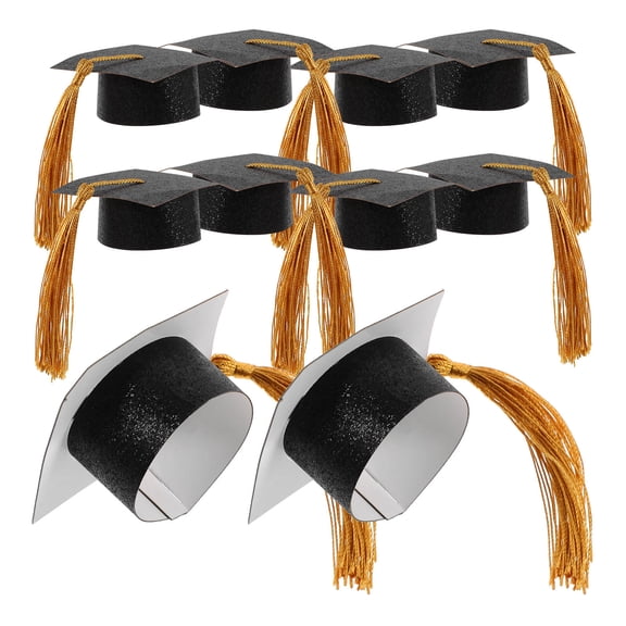 Greenadscape Graduation Cap Goblet Covers Black Paper Cotton Wine Cup Decor for Festive Use