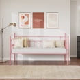 thumbnail image 2 of VECELO Twin Size Metal Daybed Frame, Heavy Duty Steel Slats Support, Mattress Foundation Sofa Bed, Pink, 2 of 10