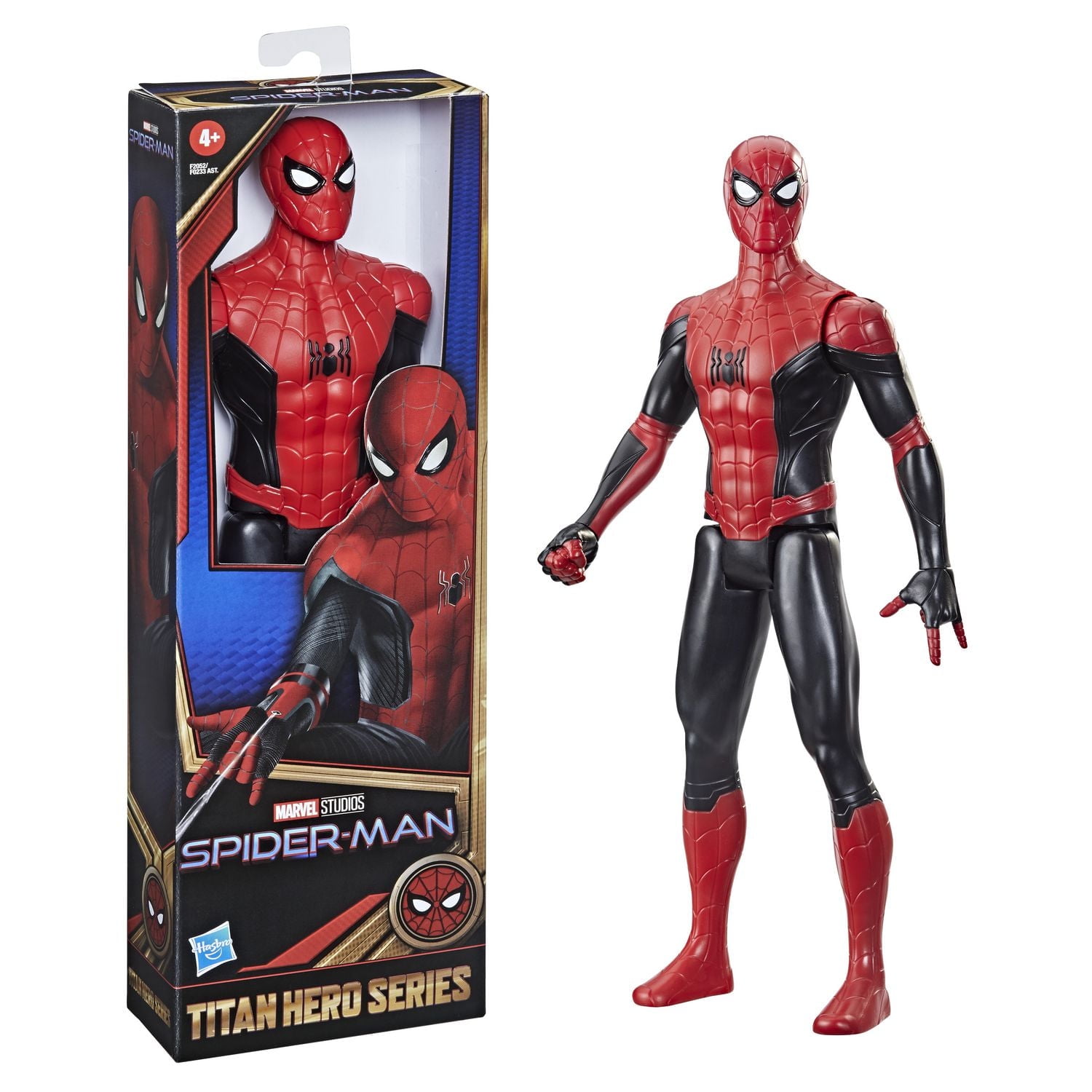 Marvel Spider-Man Titan Hero Series 12-Inch New Black And Red Suit Spider-Man Action Figure Toy, Inspired By Spider-Man Movie, For Kids Ages 4 and Up