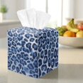 thumbnail image 3 of FKELYI Blue Leopard Print Tissue Box Cover PU Leather Tissue Holder Squared Facial Paper Organizer Holder for Home Bedroom Living Room Tabletop Decor, 3 of 7