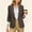 #033-Brown, variant on Womens Blazer Three Quarter Sleeve Open Front Lapel Collar Solid Work Jacket with Pockets for Office Casual Gift
