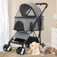 thumbnail image 7 of CL.HPAHKL 3 in 1 Dog Stroller For Medium Small Dogs Cats, 4 Wheels Folding Cat Stroller Pet Stroller with Removable Carrier, Portable Dog Cat Cage Jogger Stroller with Storage Lightweight for Travel, 7 of 7