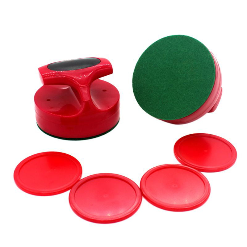 Air Hockey Pushers and Red Air Hockey Pucks for Game Tables 2 Strikers 4 Pucks 