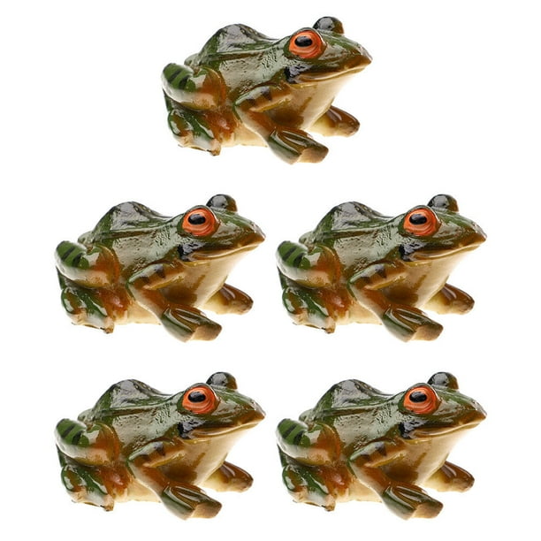 EeaseMX 5 esculturas en forma de rana para decoración de micropaisaje, adornos de ranas en miniatura