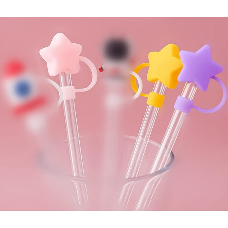 6pcs Straw Tip Caps Straw Caps Reusable Straw Covers Cartoon Straw  Protective Cover (Star, 9) 