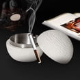 thumbnail image 5 of Cenicero moderno con tapa | Cenicero revestido de acero inoxidable en negro, blanco y gris | Recipiente para humo duradero con tapa para uso en interiores y exteriores | Oficina, patio, hogar, uso, 5 of 5