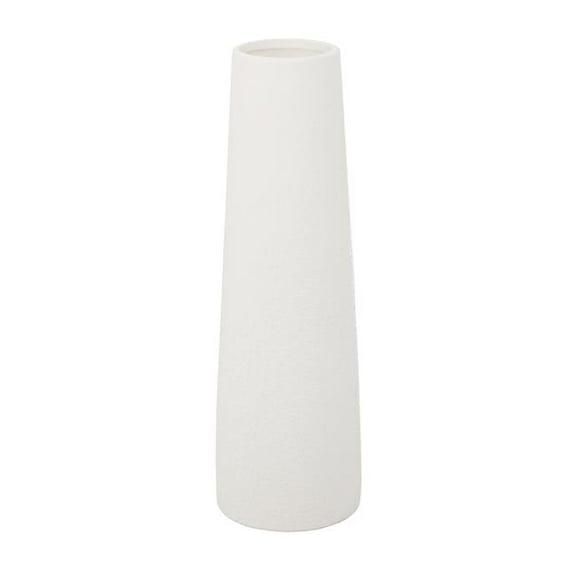 Flora Bunda CT257E-CRM 14' H Leather Finish Ceramic Vase Planter,Cream