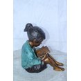thumbnail image 5 of Nifao Charming Young Girl Sitting and Reading a Book Bronze Statue – Home Office Decor Sculpture, 11"L x 8"W x 12"H, 5 of 10
