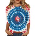 thumbnail image 4 of MEICHEN 4th of July Women's Three Quarter Sleeve Shirt USA Patriotic Flag Graphic Print Top Summer 250th Anniversary Tops, 4 of 7