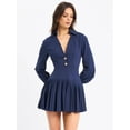 thumbnail image 5 of Women's Valarie Navy Blue Denim Style Pleated Mini Dress, 5 of 18
