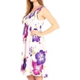 thumbnail image 3 of Sakkas Murni Women's Casual Summer Cocktail Elastic Stretchy Floral Print Dress - W-Purple - One Size, 3 of 5