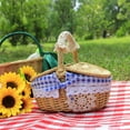 thumbnail image 5 of MOPOOR Wicker Picnic Basket with Liner, Wooden Split Lid Picnic Basket, Vintage-Style Picnic Hamper with Folding Woven Handle for Picnic, Camping, Outdoor, Valentine Day, Thanks Giving, Birthday, 5 of 8