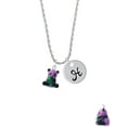 thumbnail image 2 of Delight Jewelry Resin Purple Panda Bear Silvertone Script Initial Disc - H - Charm Necklace, 20"+3", 2 of 4