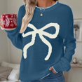 thumbnail image 2 of vigerkar Spring Fall Knit Pullover Sweaters for Women Y2k Bow Loose Fit Chunky Sweater Oversized Cute Lightweight Tops (Blue, L), 2 of 5