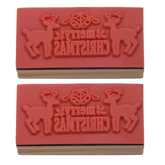 Jiyike 2Pcs Creative DIY Seal Stamps Wood Deer Pattern Stamper Merry Christmas Stamper