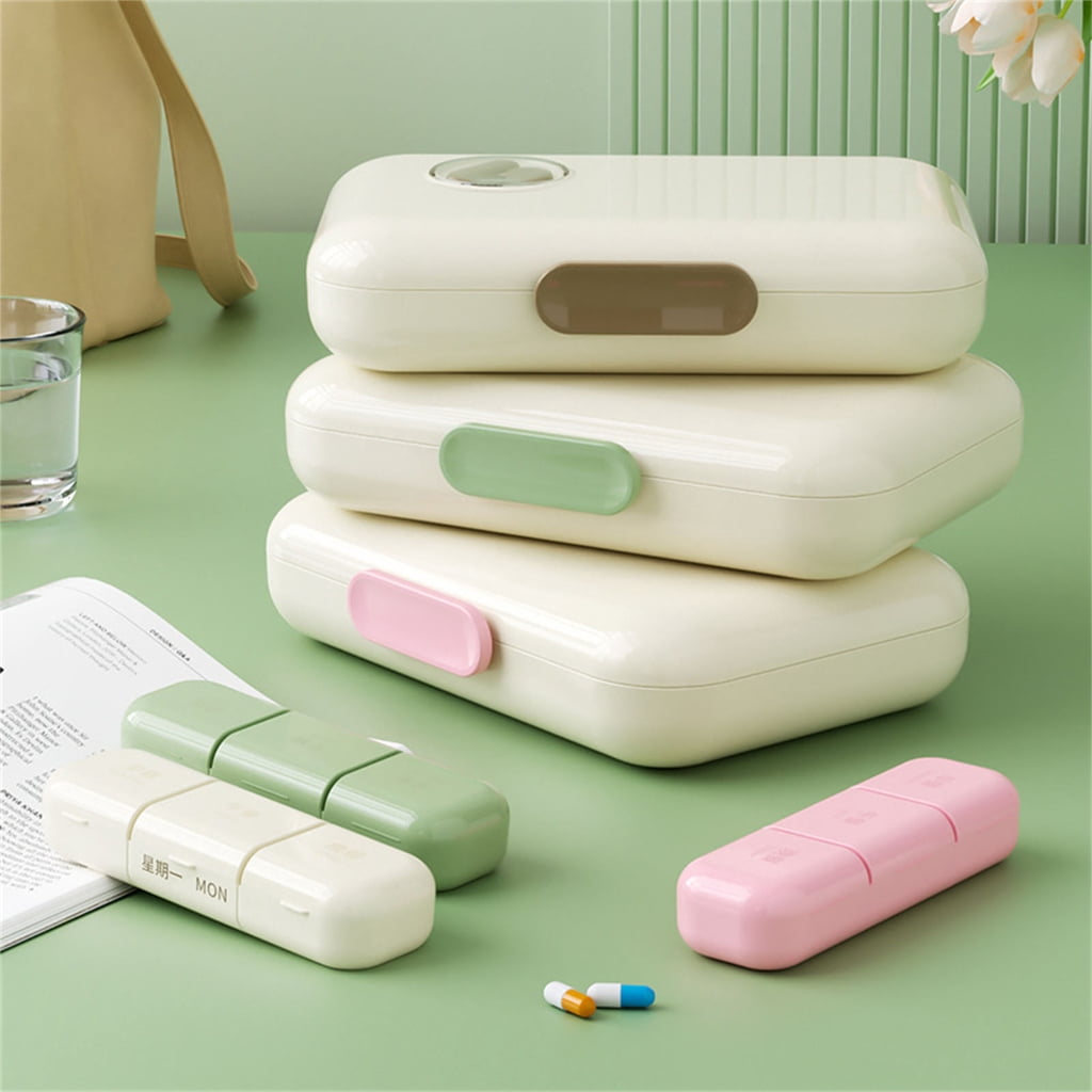 Oasiva Weekly Pills Organizers Box With 7 Removable Compartments Portable Travel Medicine Storage Case Made Of Durable ABS Materials For Daily Use