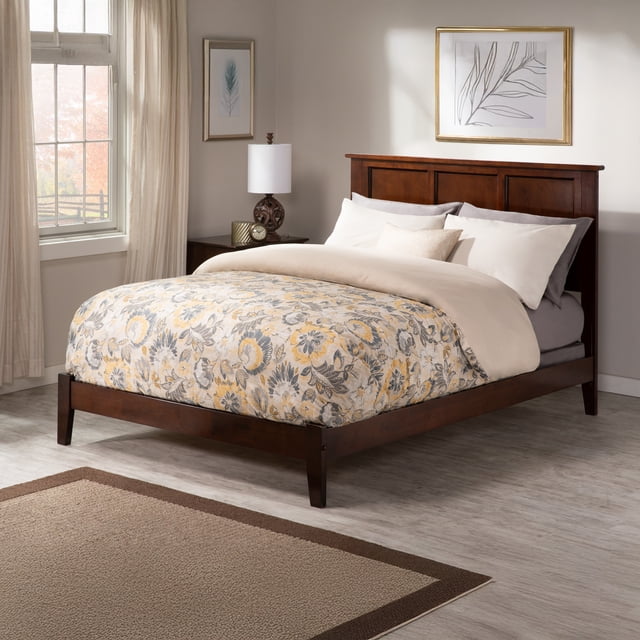 Madison Lit Plateforme Complet en Bois Massif, Noyer