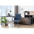 thumbnail image 6 of Guyou Modern Mid Back Office Guest Chair , Faux Leather Reception Chair Computer Chair with Armrests and Metal Sled Base for Meeting/Waiting/Conference Room, No Wheels, Blue, 6 of 7