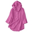 thumbnail image 6 of Purcolt Cotton Linen Hoodies for Women Button Down Sun Protection Tops Casual Summer Collared Beach Vacation Gauze Blouses, 6 of 7