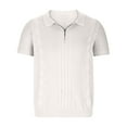thumbnail image 4 of Men's Knit Golf T-Shirt Vintage 1/4 Zipper Preppy Style Tennis Shirts Summer Casual Short Sleeve Sweater Tops, 4 of 7