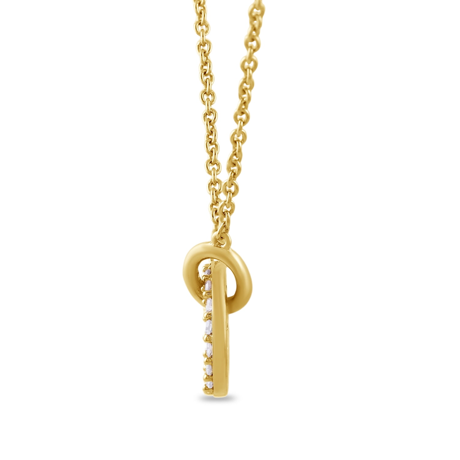 Brilliance Fine Jewelry Lab-Grown Diamond Circle Pendant Necklace in Yellow Gold-Plated Silver