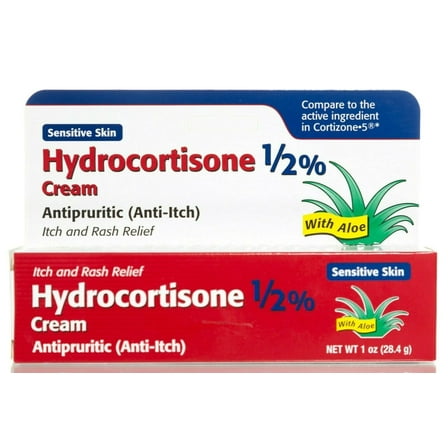 Hydrocortisone 1/2 % Anti-Itch & Rash Relief Cream Aloe Sensitive Skin 1 oz