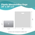 thumbnail image 3 of Pack of 250 White Shopping Bags with Die Cut Handle 20 x 20 x 5 Thickness 1.7 Mil. Bottom Gussset. Low Density Polyethylene Bags 20x20x5 Retail Plastic Bags. Poly Bags with Die-Cut Handles., 3 of 7