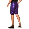 thumbnail image 3 of INSPIRE CHIC Men's Straight Leg Club Rave Party Metallic Sparkly Sequin Shorts 28 Purple, 3 of 6
