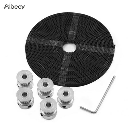 Aibecy 3D Printer Tool Kit 20 Timing Aluminum Pulley Wheels 5mm Core Diameter 5 Meters Timing GT2 Belt Hexagon Wrench Accessory Parts Suite for 3D (Best Aero Wheels For The Money)