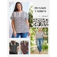 thumbnail image 2 of Aleumdr Plus Size T-Shirts Tops for Women Summer Vintage Polka Dot Print Fashion Basic Tee Gray 5XL, 2 of 7