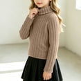 thumbnail image 5 of BLVB Girls Turtleneck Sweaters Long Sleeve Jumper Tops Teen Kids Casual Soft Pullover Fall Winter Outfits(Khaki,13-14 Years), 5 of 6